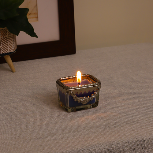 snowy whisper white scented candle glass jar with silver Ring