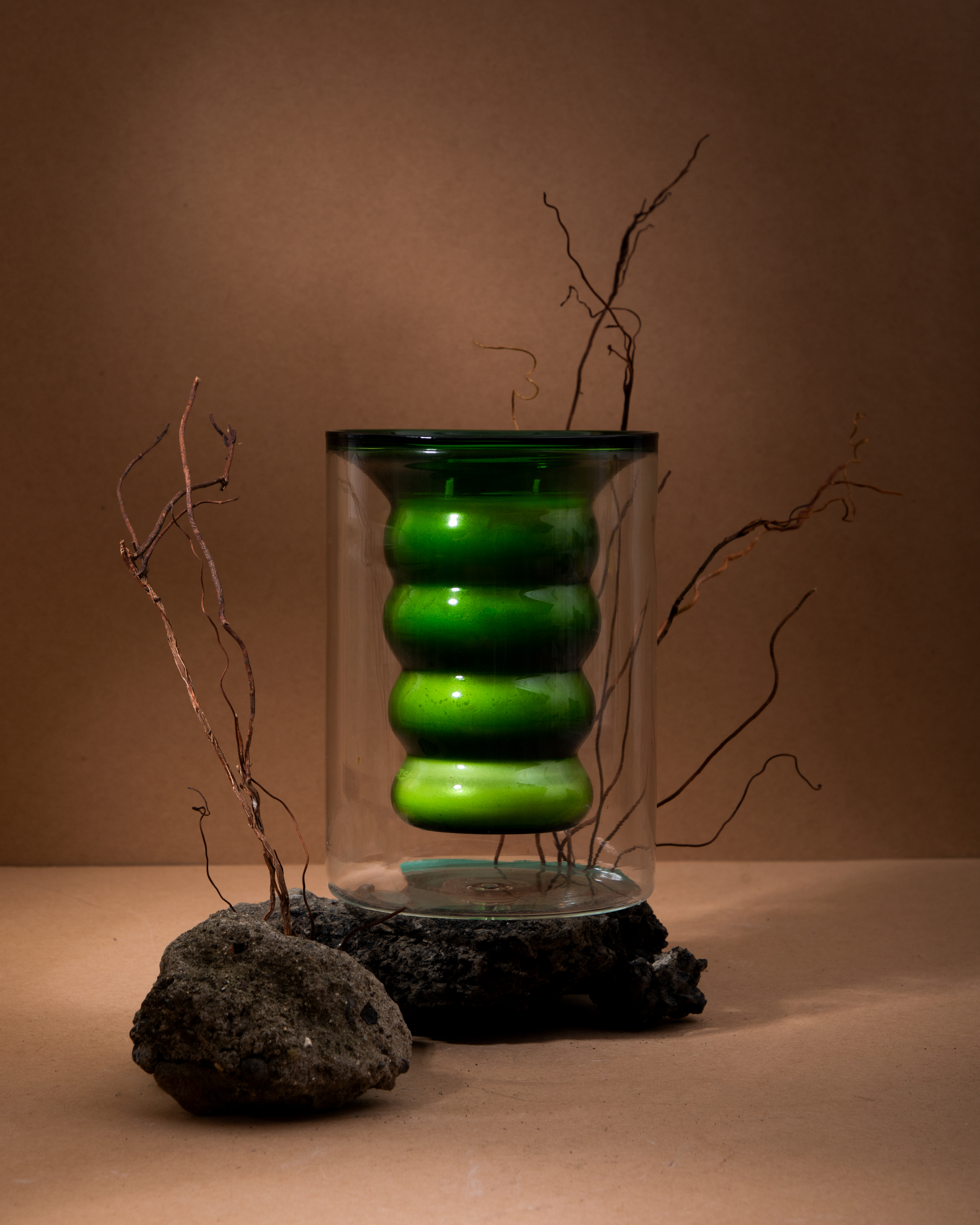 Luxe Candle – Winter Woods (Large) | 25-Hour Forest-Inspired Soy Candle in Textured Double-Walled Glass