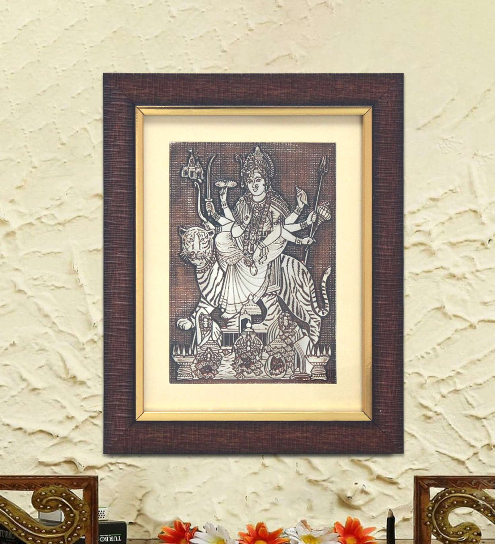 Sherawali Mata Painting – Maa Bhavani Foil Embossed Wall Painting “Small”
