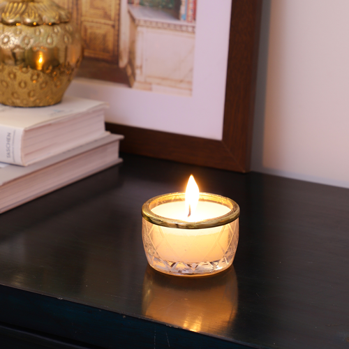 Black velvet Scented candle jar with Golden Ring