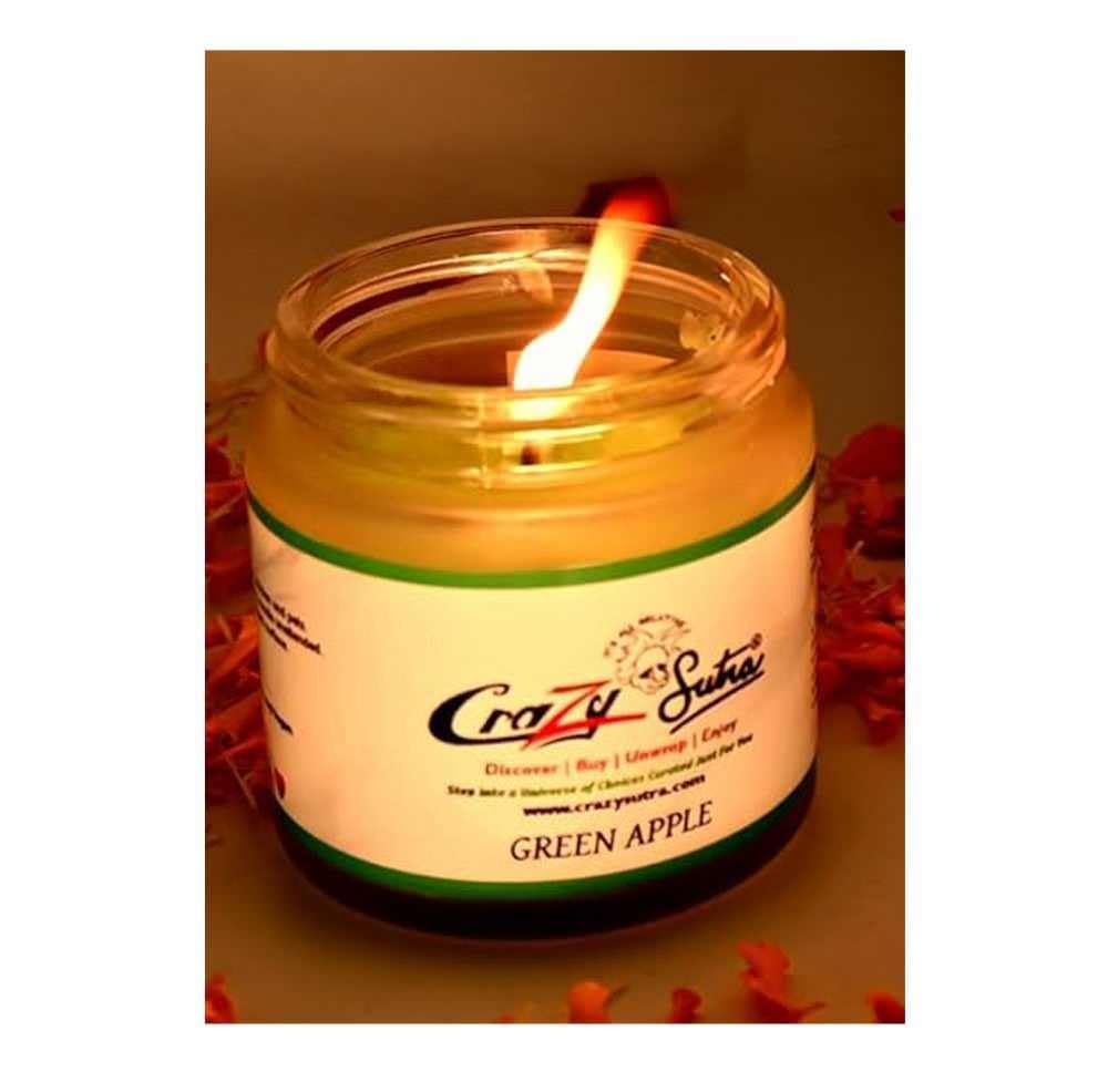 Premium Scented Green Apple Candles | Soy Wax Aromatherapy Candle | Long Burning | Home Decor, Luxury Gift for Decoration | Floral (Fruit, 1pc)