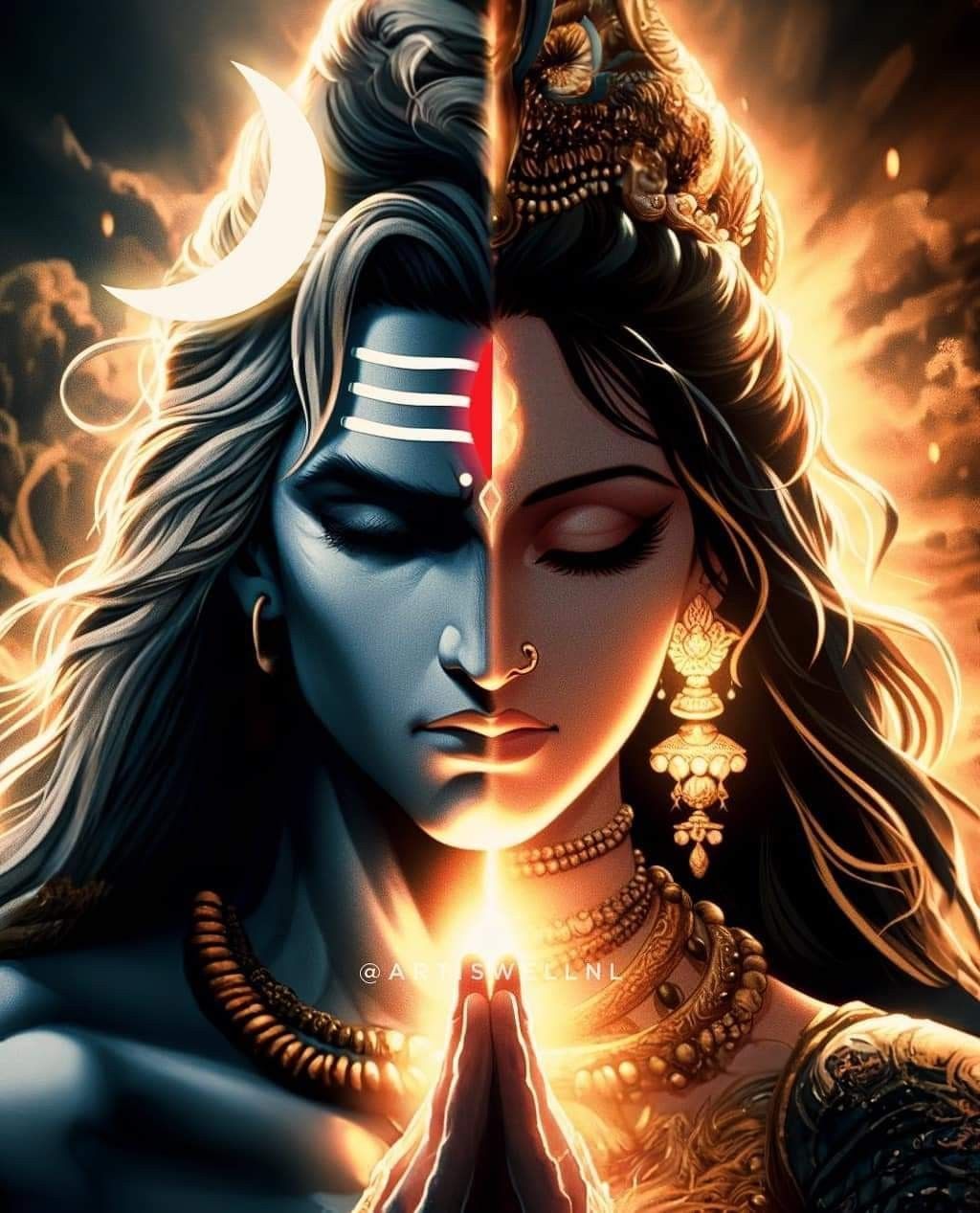 Lord Shiva and Parvati Sacred Love Poster – 15x17 Inches"