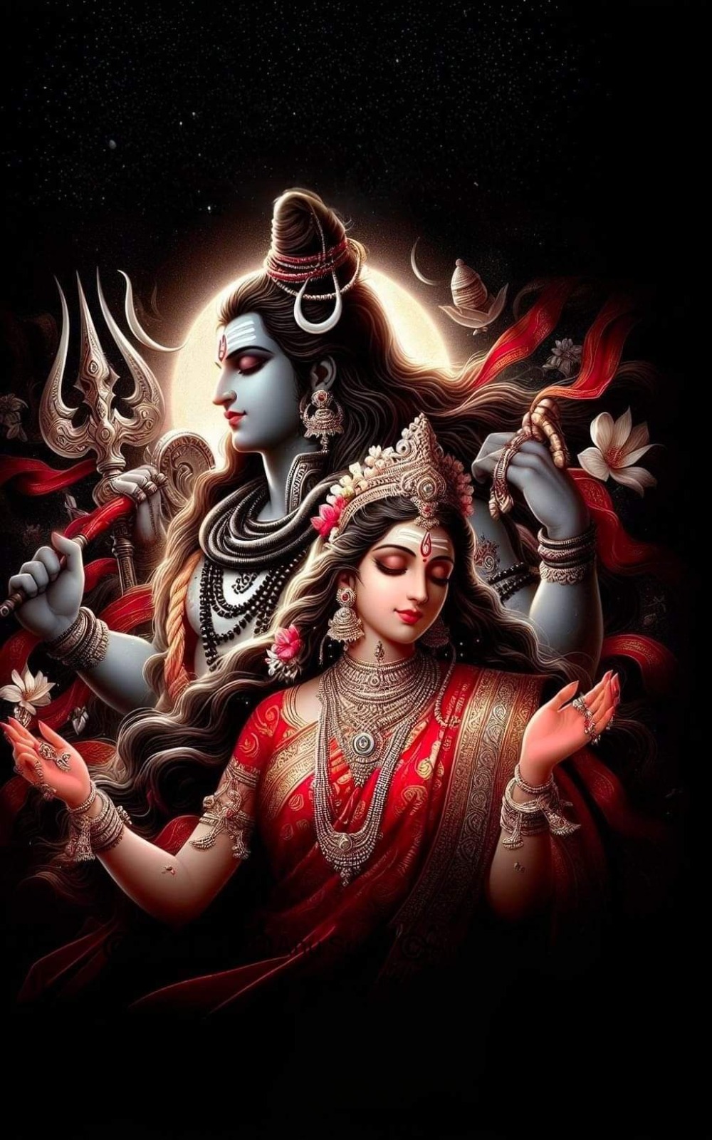 Shiva and Parvati: Divine Couple Art Poster – 15x17 Inches"