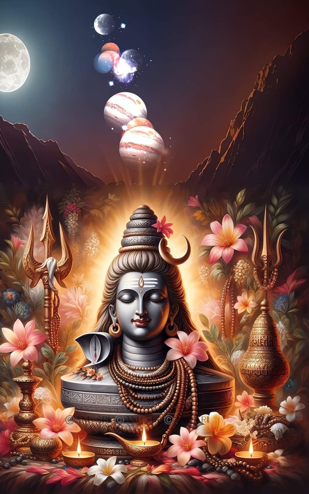 Shiva Lingam Sacred Art Poster | 15x17 Inches"